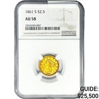 1861-S $2.50 Gold Quarter Eagle NGC AU58