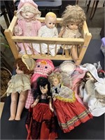 Dolls with Cradle and Clothes