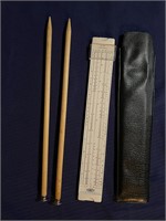 Vintage Acumath sliding ruler/ Knitting needles