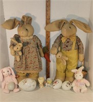 (2) Vintage Weighted Plush Bunny Door Greeters