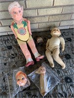 Pulp jointed doll, bisque doll, assorted doll