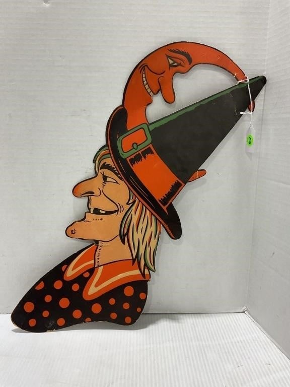 1960'S BEISTLE HALLOWEEN DIE CUT WITCH WITH MOON -