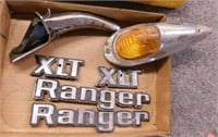 Metal oil can spout - 2 Ranger XLT auto emblems -
