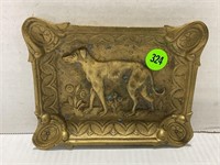 1920'S ART DECO HEAVY BRASS ASHTRAY -GREYHOUND DOG
