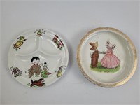2 vintage baby plates