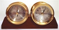Barometer/Clock on Wood Stand