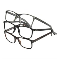 Cole Rectangular Reading Glasses  3-pack +1.25