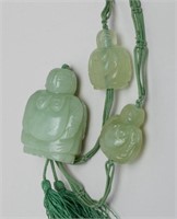 THREE jade chainese figure BUDAH NECKLACE