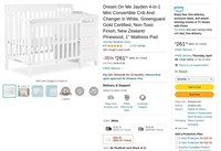 B2202  Dream On Me Jayden Mini Crib, White, 56.75x