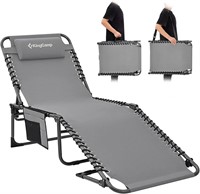 KingCamp Folding Chaise Lounge, Grey/1 Pack