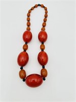 baklite red and amber beads  necklace