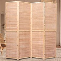 6FT Bamboo Room Divider, 4 Panel, Brown