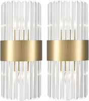 $105  Gold Crystal Wall Sconces - 2-Light Set