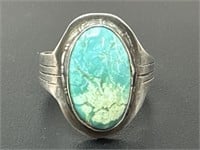 Sz.14 Unmarked Sterling Silver & Turquoise Ring