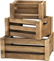Lawei Set of 3 Wood Nesting Crates, Rustic