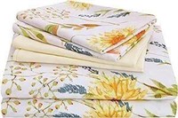 Jsd yellow floral print King size sheets with