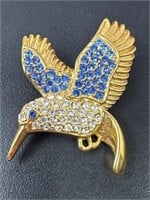 Vintage PSCO stamped Rhinestone Blue Hummingbird