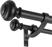 Black Double Curtain Rods 48-84 Inch, 1 Front