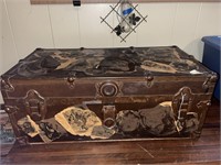 Decoupaged vintage trunk