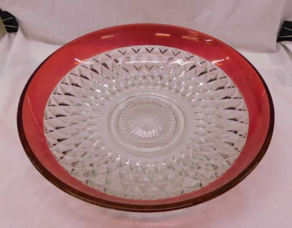 Indiana Glass ruby red diamond point bowl,