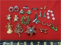 Holiday Brooches, Earrings, Pins