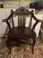 Antique carved oak arm chair