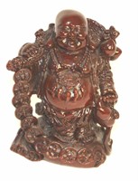 Cinnabar Lacquered Red Smiling Buddha