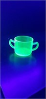 Vintage UV 365 NM Clear Uranium Glass Sugar Bowl
