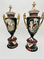 Pair Royal Vienna Hand Painted Porcelain Covered 0