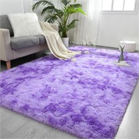 Purple Tie-Dyed Large Rugs for Living Room, 4x6