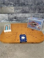 The golden age trivia game, cribbage, cards,