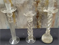11 - GLASS CANDLE STICK HOLDERS (N6)