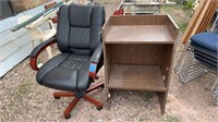 Rolling Office Chair & Wood Shelf Podium