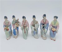 Set Of 6 Vintage Japanese Porcelain Musician
