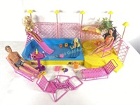 1986 Barbie Tropical Pool & Patio Set & Dolls
