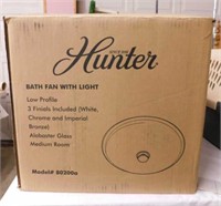 New Hunter bathroom fan w/ light in box,