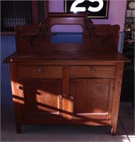 Oak buffet w/ double candle stands, no mirror,