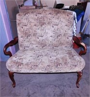 Queen Anne style upholstered loveseat,