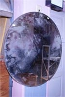 Round beveled glass wall mirror, 30" diam.