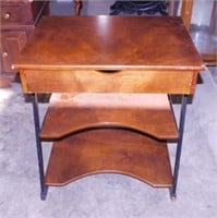 Walnut accent table w/ 1 drawer & 2 shelves,