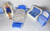 VTG 1990’s Barbie Blue Bedroom Set & Doll