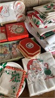 Vintage Christmas linens, coasters, napkins, cards