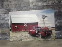 Canvas picture of red truck and barn