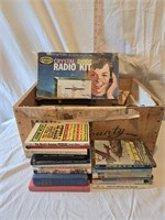 Vintage Crate, Books & Radio Kit