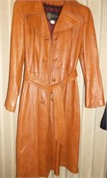 Retro Woman's Long Leather Coat- Canada