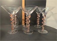 Martini Glass Twisted Spiral Orange Filament Stem