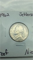 1962 Jefferson Proof Nickel