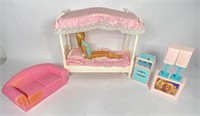 VTG Mattel Barbie Pink & Teal Bedroom Set