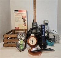 Heating Pad, Phones, Alarm Clock, Flashlight