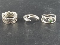 Lot of 3 Sterling silver rings, all size 7